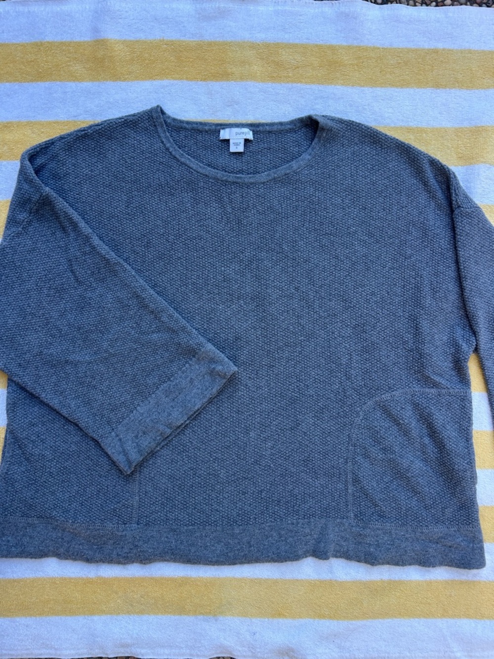 J. Jill crop length classic knit top with pockets and bell sleeves